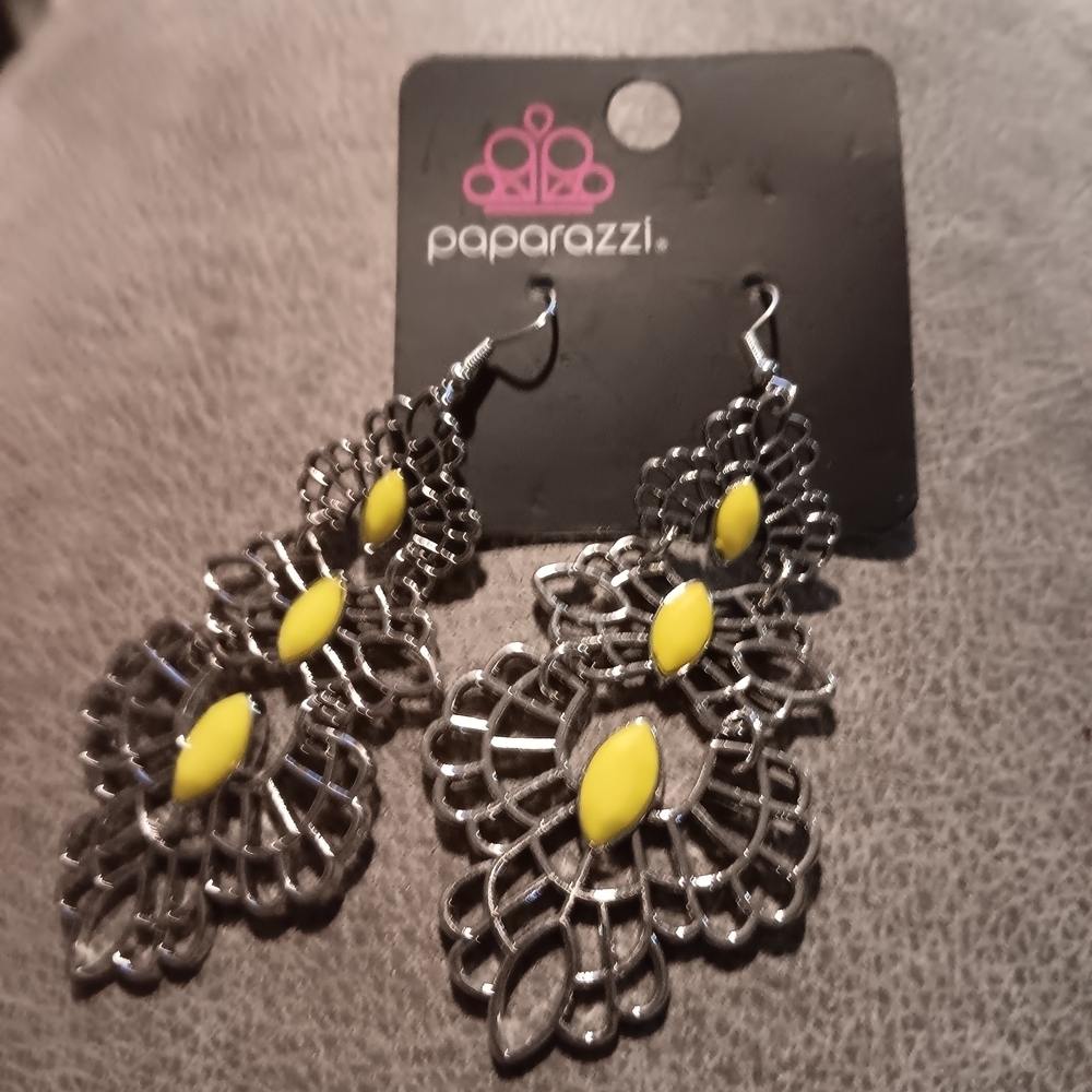 Paparazzi Silver and Yellow Bohemian Earrings